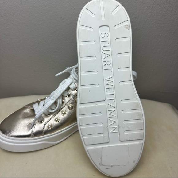 Stuart Weitzman Metallic Gold Pearly Low-Top Sneaker Sz 6 - Picture 6 of 8